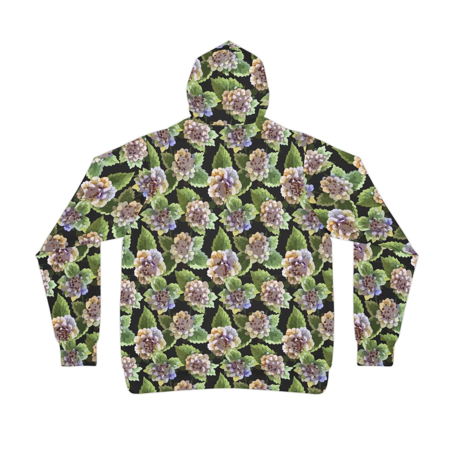 Floral Print Athletic Hoodie for Nature-Forward Fitness Dressers — 95% Recycled Polyester AOP, Adjustable Hood, Gym-to-Street Nature Statement