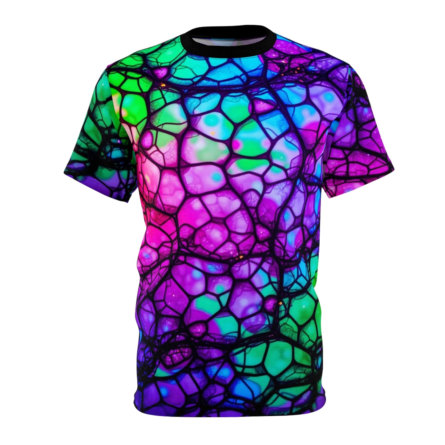 Psychedelic Web Unisex Tee – Vibrant Abstract Cut & Sew T-Shirt | Festival Fashion & Streetwear Vibes
