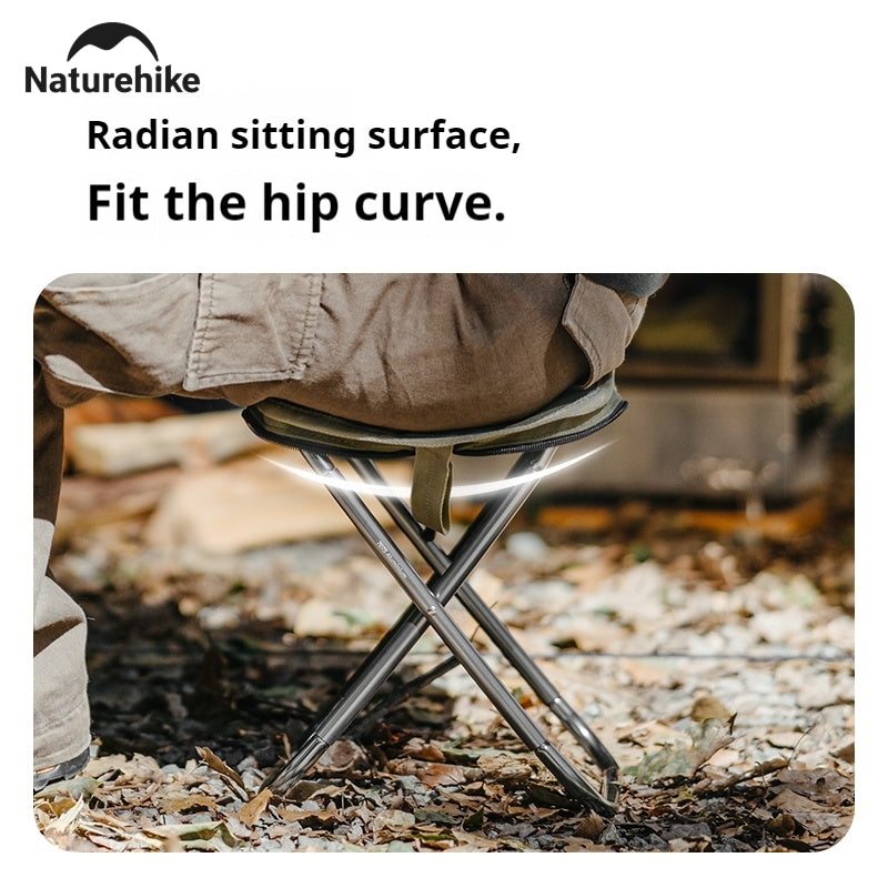 Naturehike Ultralight Folding Stool Portable Mini Chair 7075 Aluminum Alloy Fishing Outdoor Camping Chair 3CM Thick Cushion Seat Load 180kg