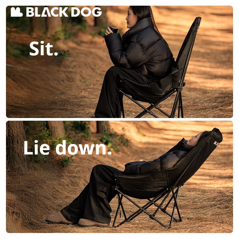 BLACKDOG Floating Moon Adjustable Recliner Folding Cotton Camping Lounge Moon Chair Carbon Steel Leisure Outdoor Fishing Picnic Thicken 600D Oxford Cloth