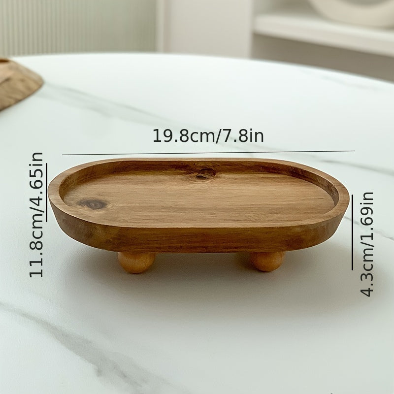 Elegant Oval Wooden Tray with Sphere Legs - V3RN