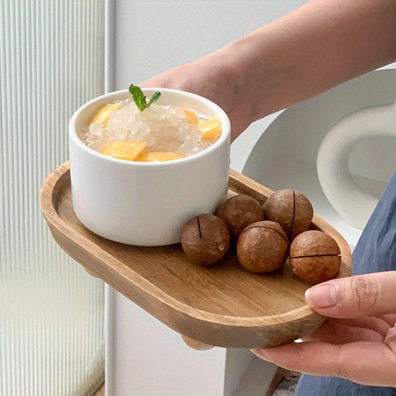 Elegant Oval Wooden Tray with Sphere Legs - V3RN