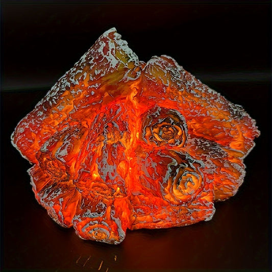 Battery-Powered LED Resin Charcoal Flame Lamp TJR8M3F