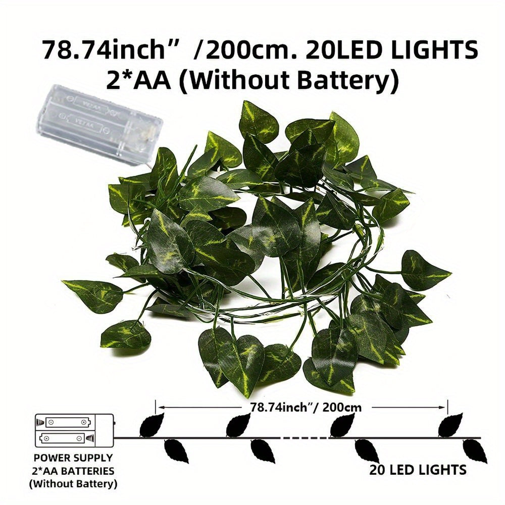 Simulation Pothos Leaf LED String Lights 2 Meters/6.56 Feet 20 LEDs - S2T8