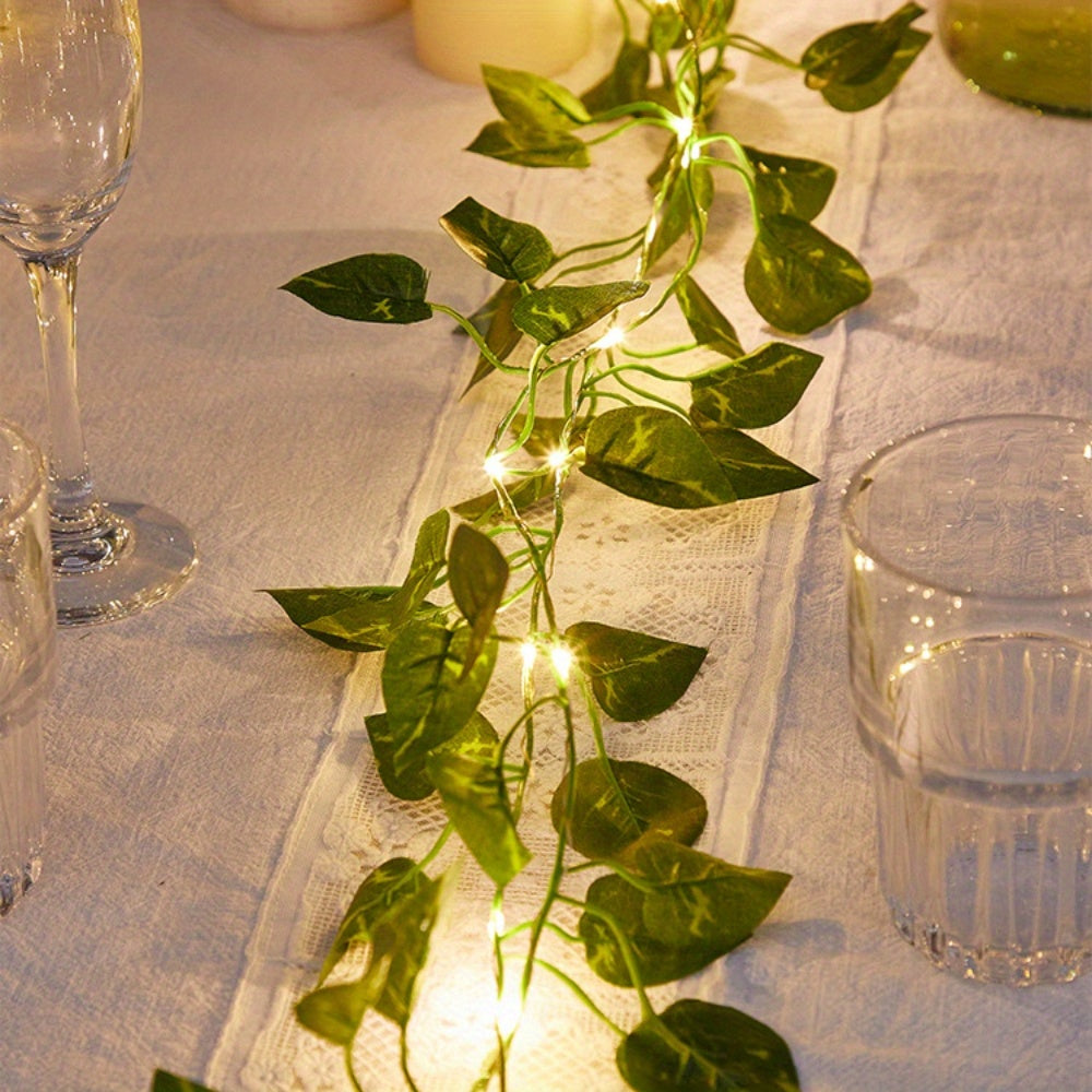 Simulation Pothos Leaf LED String Lights 2 Meters/6.56 Feet 20 LEDs - S2T8