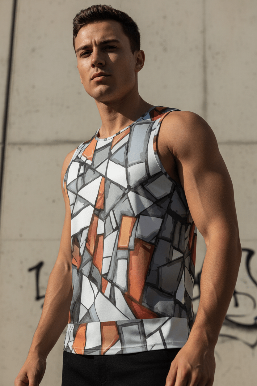 Maximalist AOP Quick-Dry Men's Athletic Mesh Tank Top | 170gsm Moisture-Wicking Performance Vest — Gym, Court