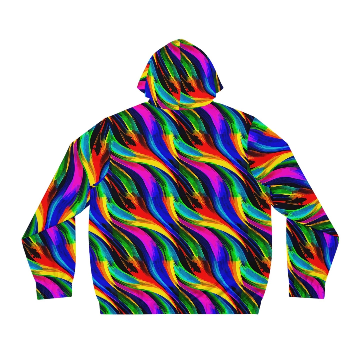 Vibrant Abstract AOP Full-Zip Hoodie – Gold Zipper, Black & White