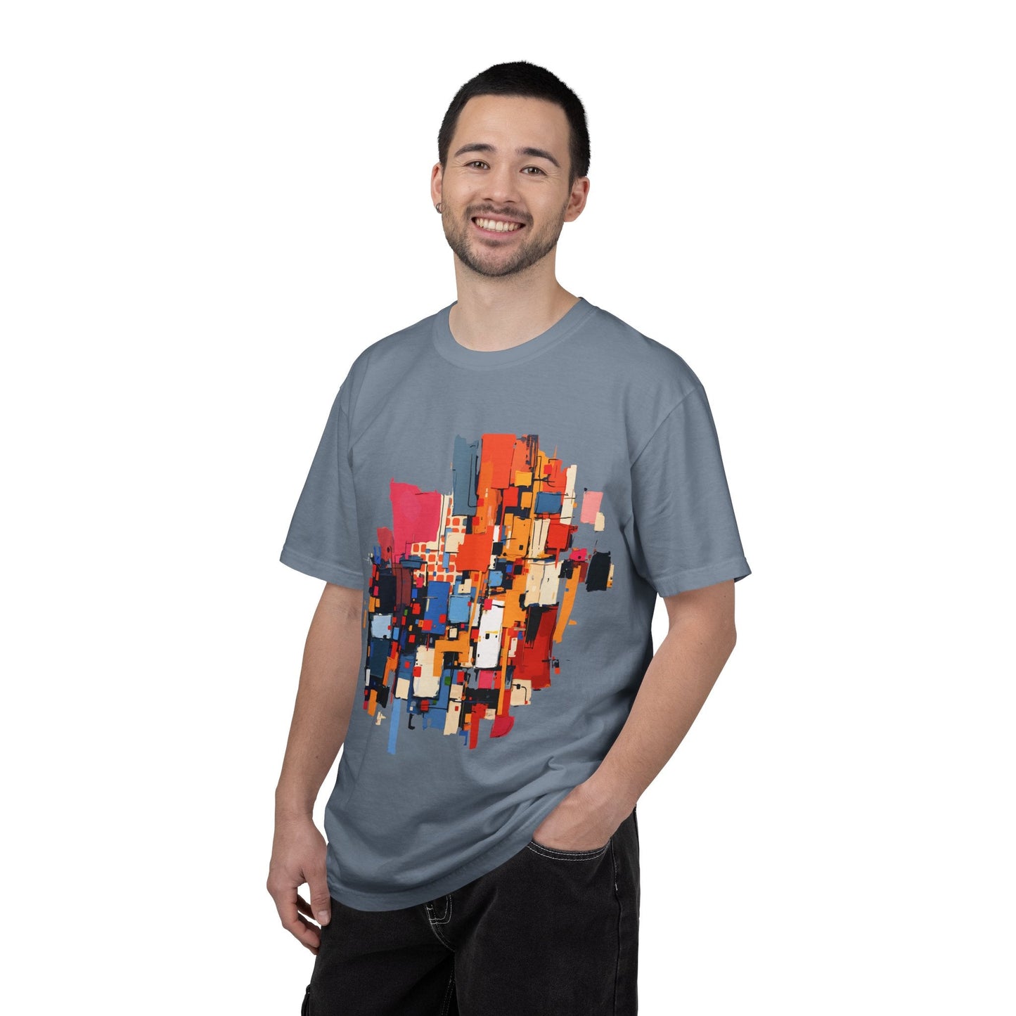 Garment-Dyed Art Tee for the Chronically Self-Expressive — Abstract Geometric AOP T-Shirt, Ring-Spun Cotton Statement, Wearable Art Streetwear