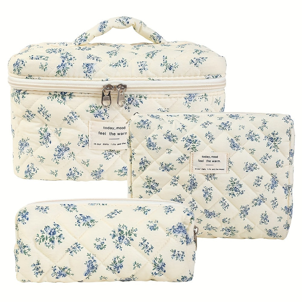 Charming 3pcs Quilted Makeup Bag Set - A2NK