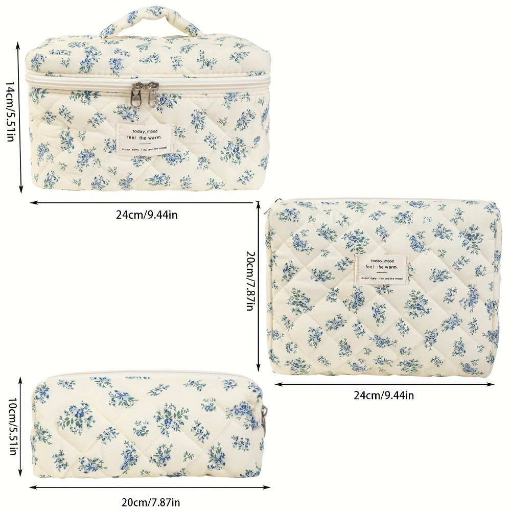 Charming 3pcs Quilted Makeup Bag Set - A2NK