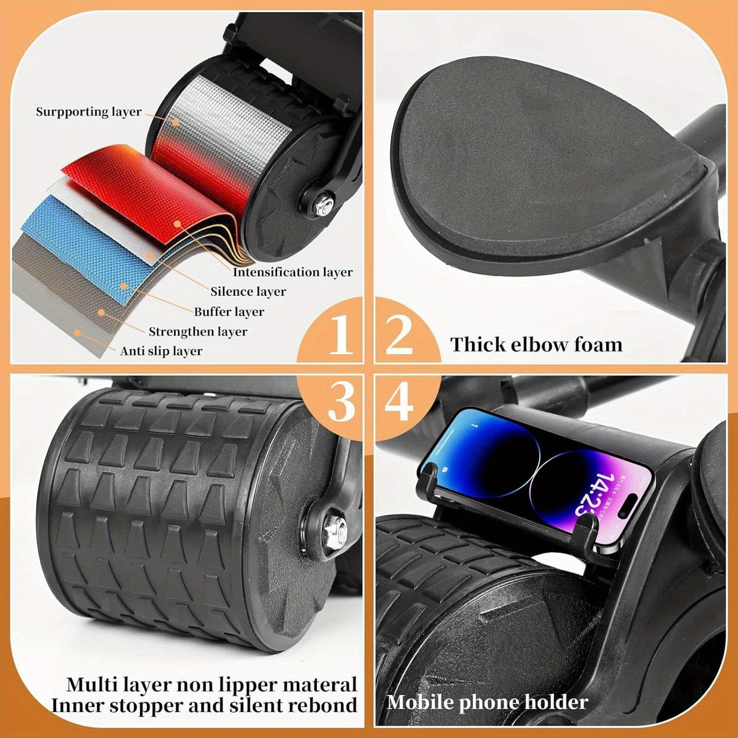 Universal Abdominal Exercise Wheel with Automatic Rebound TJR6P2L