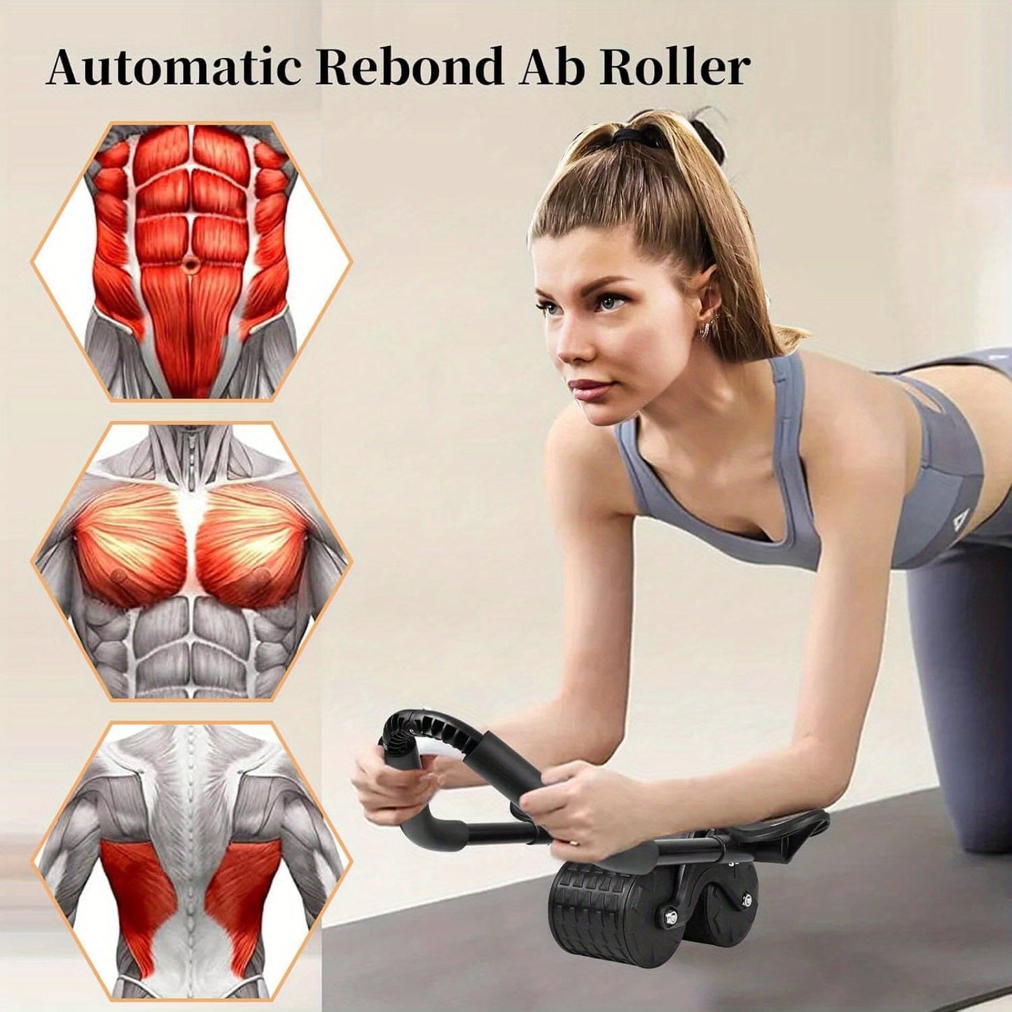 Universal Abdominal Exercise Wheel with Automatic Rebound TJR6P2L