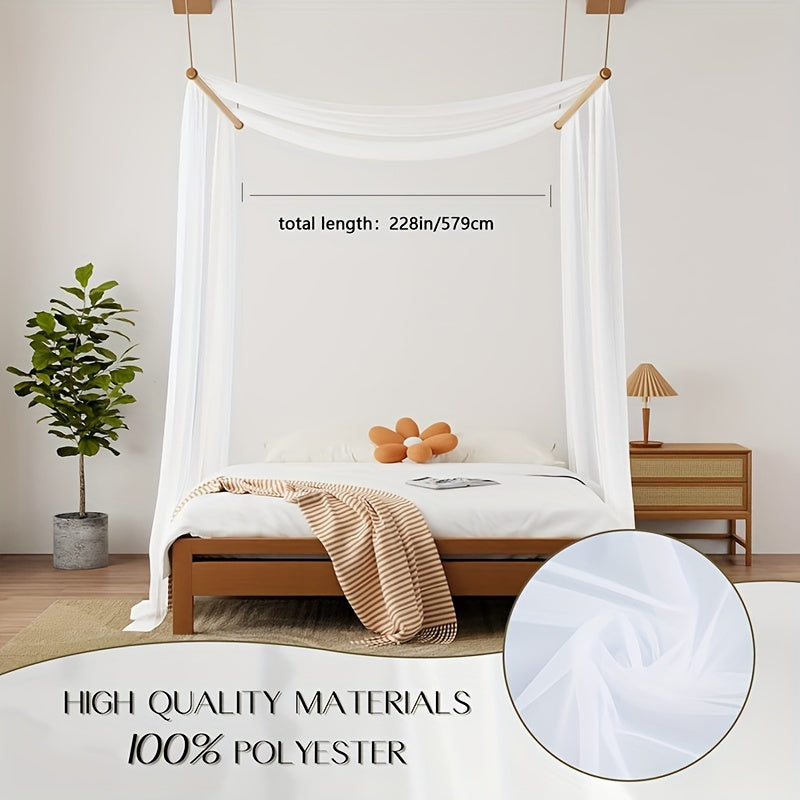 Boho Chic White Tulle Bed Canopy - P8YB