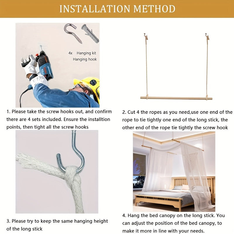 Boho Chic White Tulle Bed Canopy - P8YB