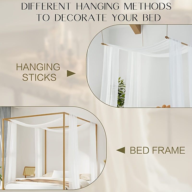 Boho Chic White Tulle Bed Canopy - P8YB