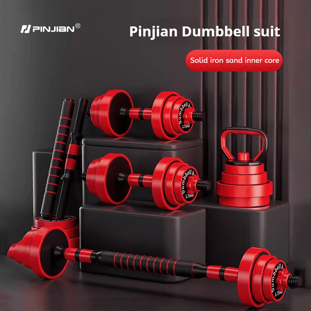 PINJIAN Adjustable Dumbbell Set, Cast Iron Weights & Kettlebell TJR7T5D