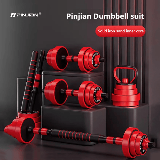 PINJIAN Adjustable Dumbbell Set, Cast Iron Weights & Kettlebell TJR7T5D