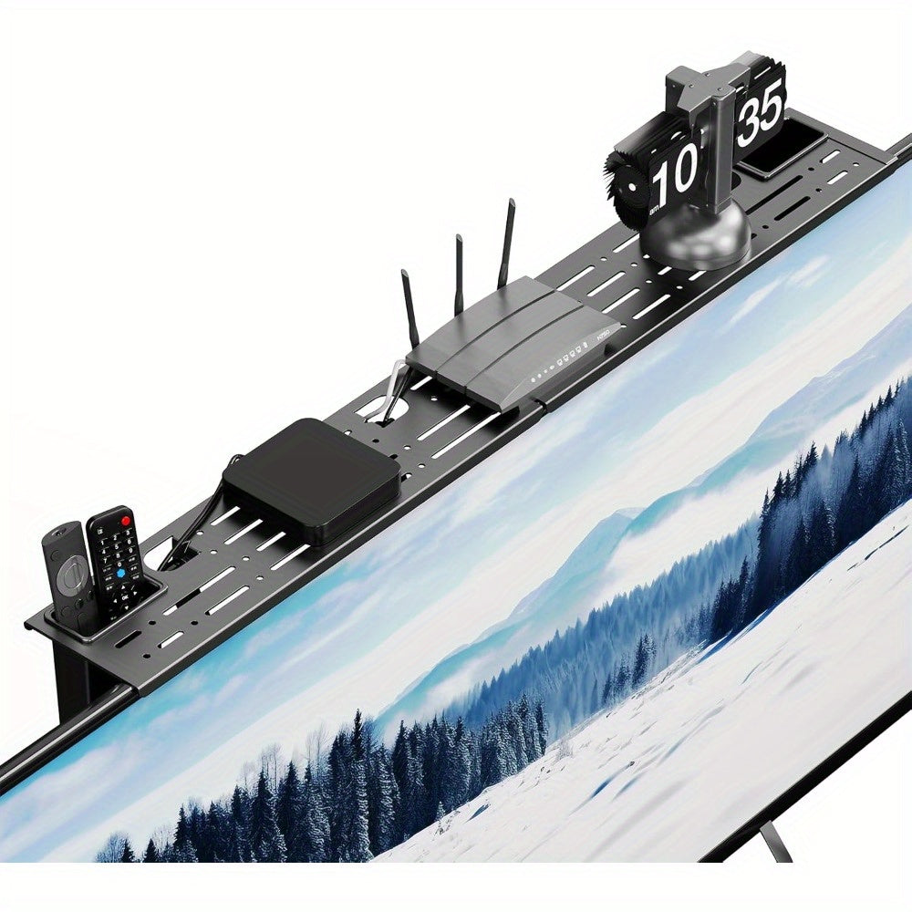 Briartw Steel TV Top Shelf, Adjustable Stand TJR6D3P