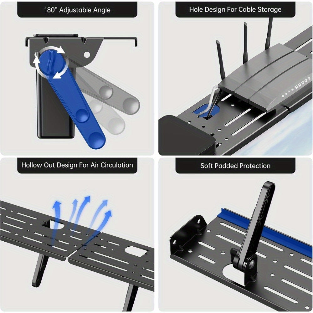 Briartw Steel TV Top Shelf, Adjustable Stand TJR6D3P