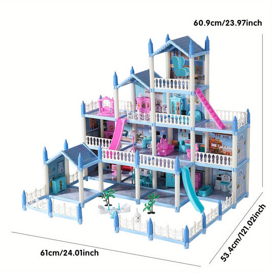 4-Story 14-Room DIY Princess Castle Dollhouse - TJR2Q9K