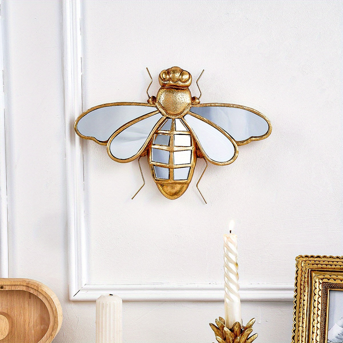 Creative Resin Material 17.02*25.4cm Golden Yellow Bee Beetle Home Decoration - XDL2