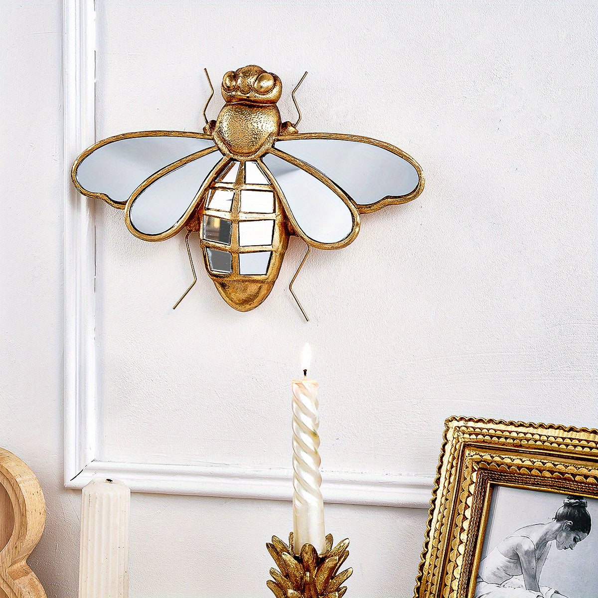 Creative Resin Material 17.02*25.4cm Golden Yellow Bee Beetle Home Decoration - XDL2