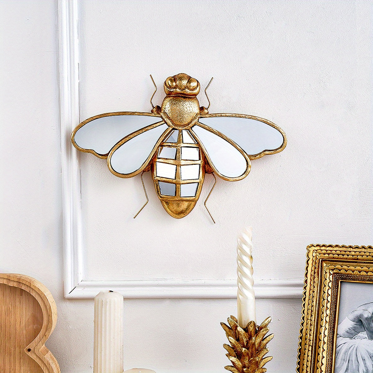 Creative Resin Material 17.02*25.4cm Golden Yellow Bee Beetle Home Decoration - XDL2