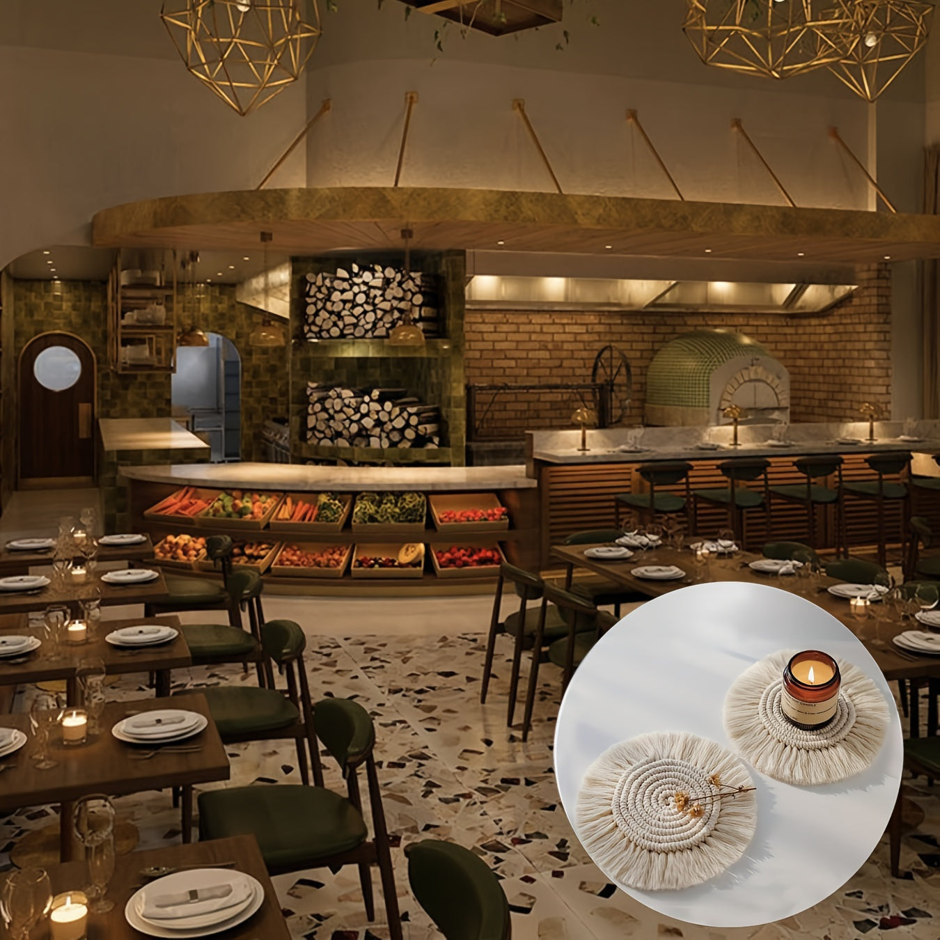 Bohemian Handmade Macrame Coaster with Tassels - S2NS