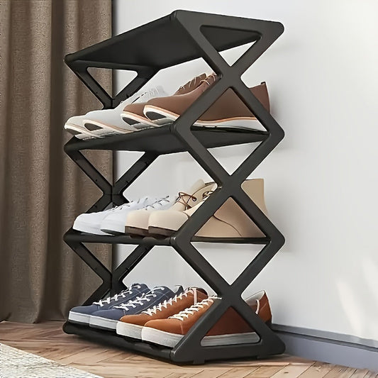 4-Tier Metal Shoe Rack, Foldable & Space-Saving Organizer TJR8K9L