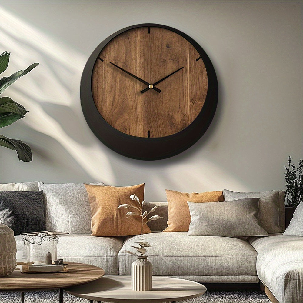 Silent Wooden Wall Clock  Artistic Round Design-M7DD