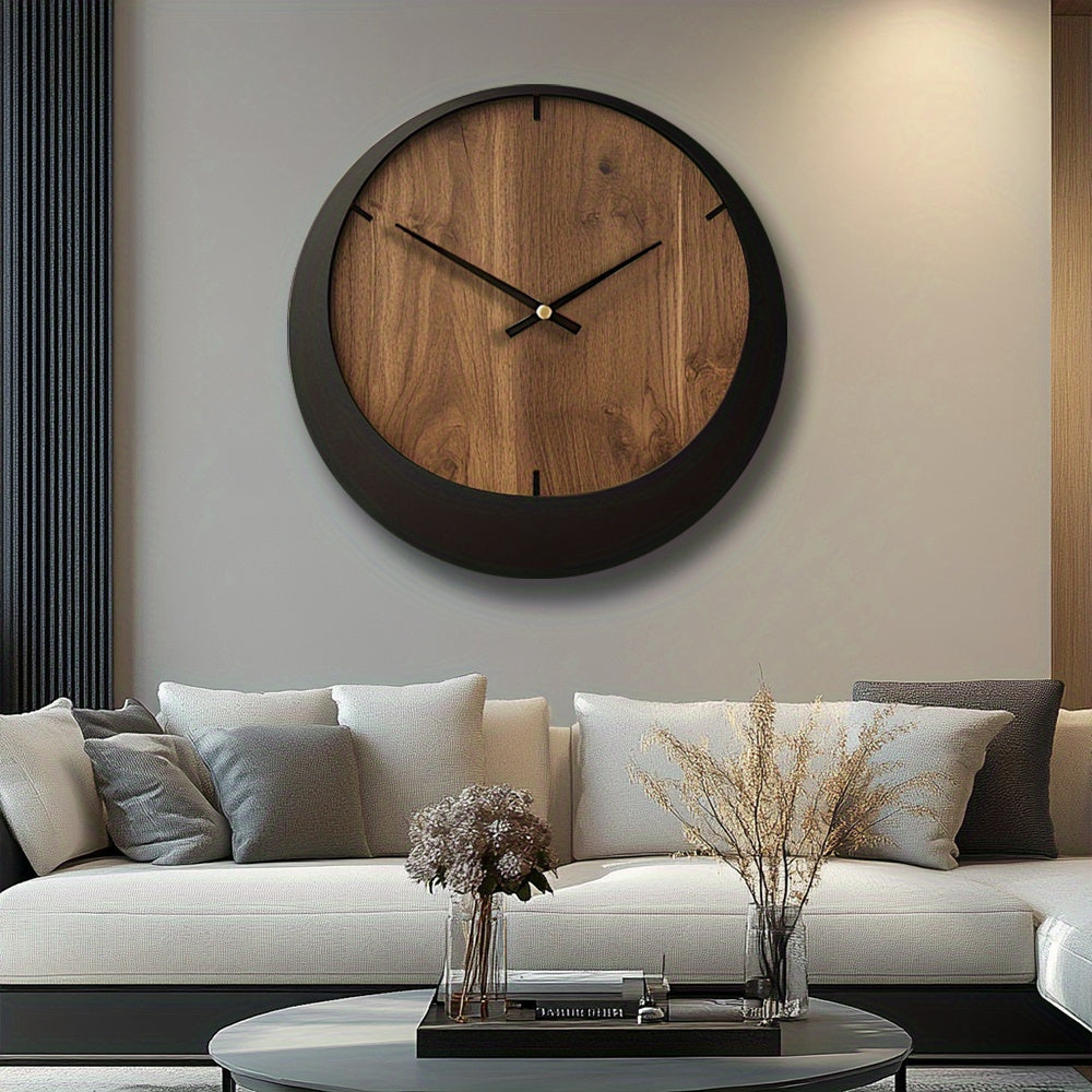 Silent Wooden Wall Clock  Artistic Round Design-M7DD