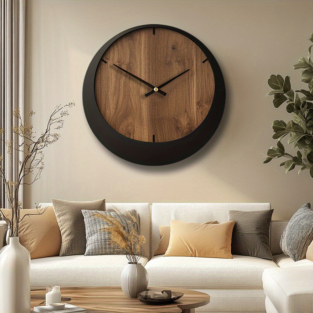 Silent Wooden Wall Clock  Artistic Round Design-M7DD
