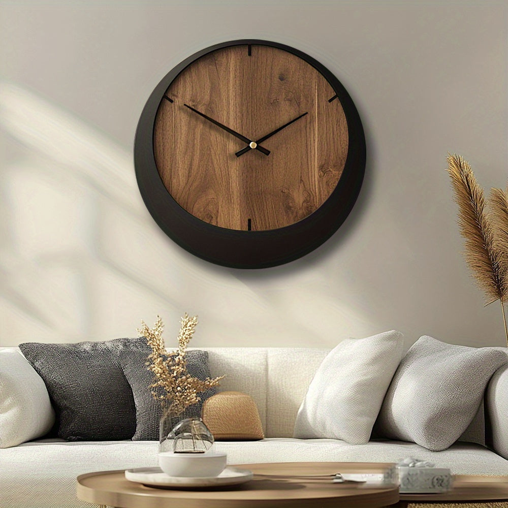 Silent Wooden Wall Clock  Artistic Round Design-M7DD