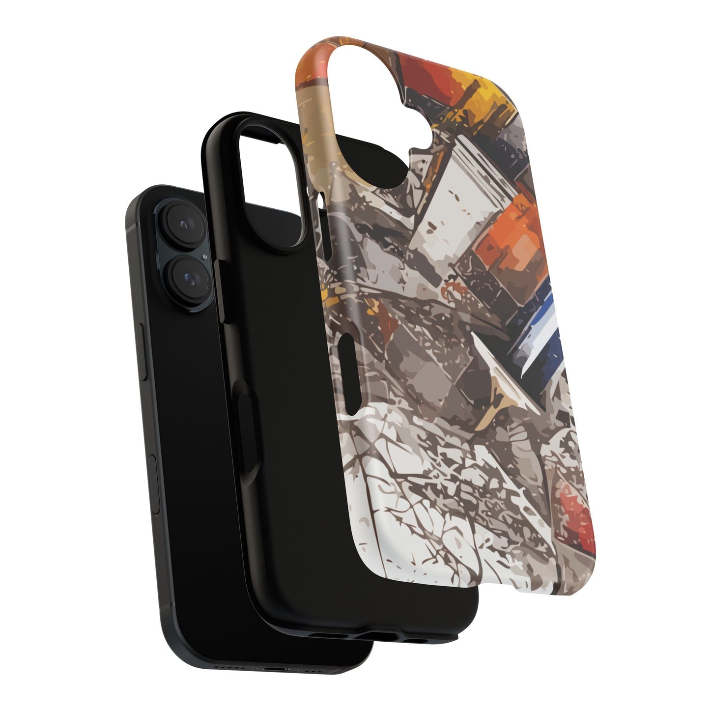 Camping Container Abstract AOP Tough Phone Case | UV-Protected Shock-Absorbing TPU Designer Cover — Gorpcore Maximalist Outdoor Tech Gift