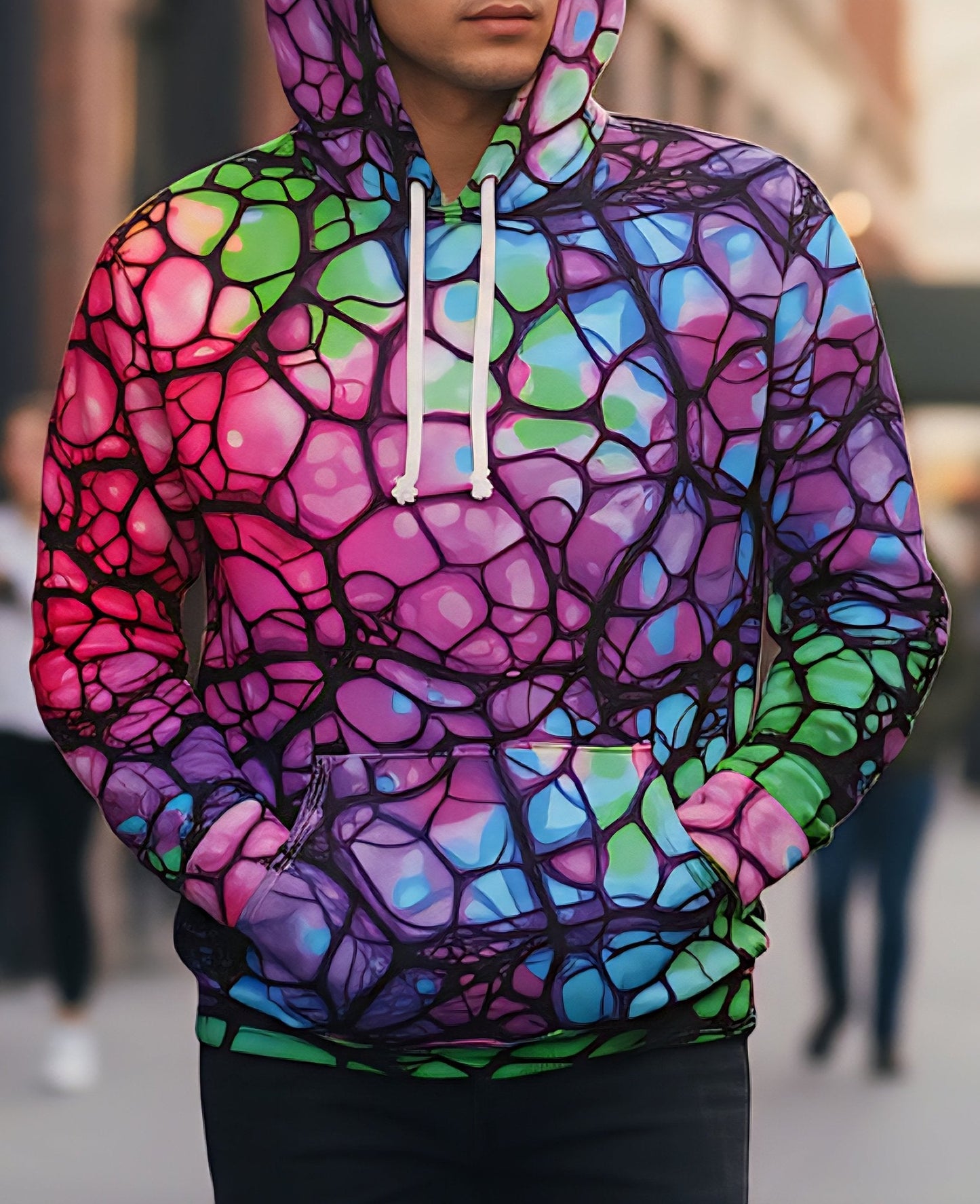 Plurrple AOP Pullover Hoodie – Bioluminescent Neural Web Streetwear