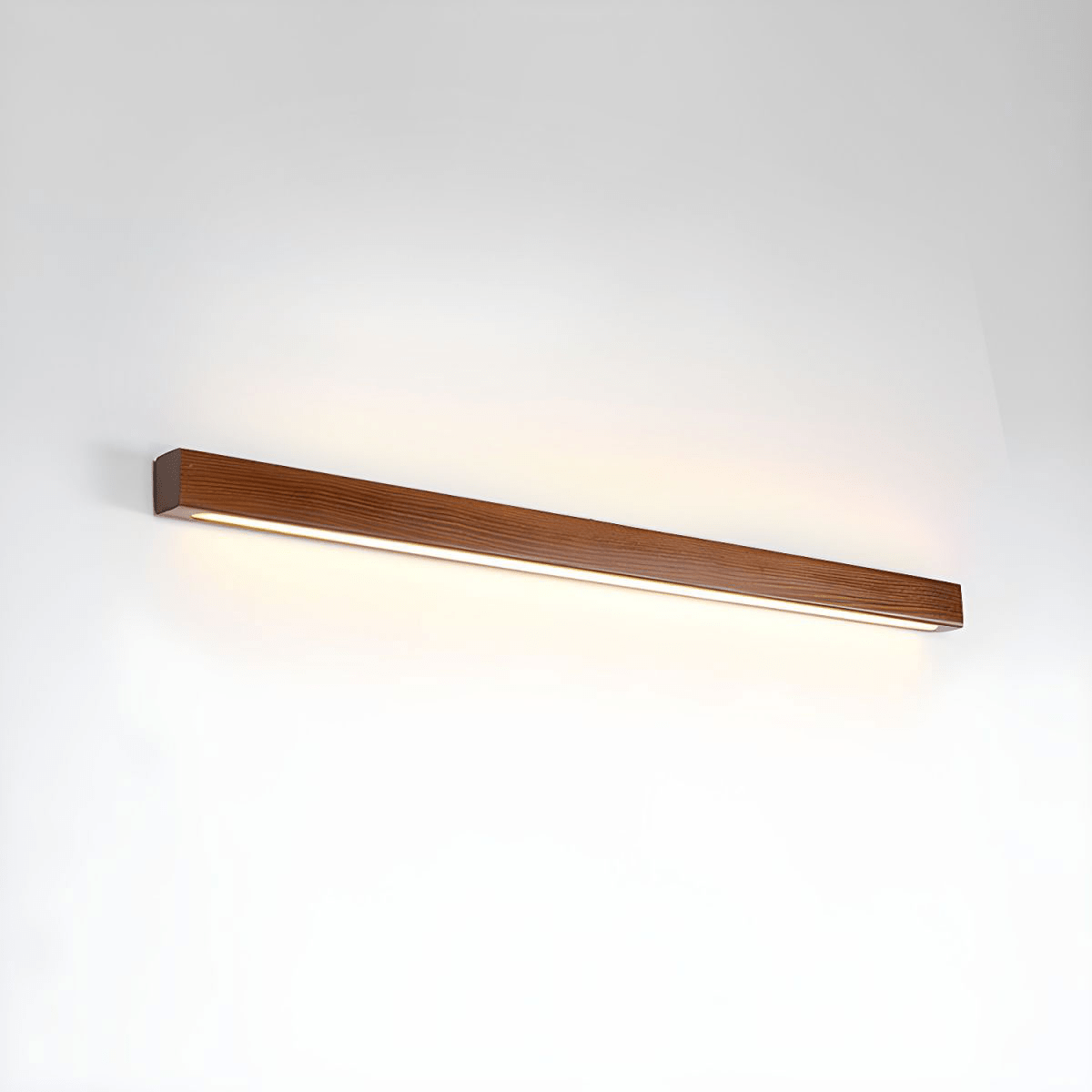 Minimalist Linear Wood Wall Light With Soft Downlight