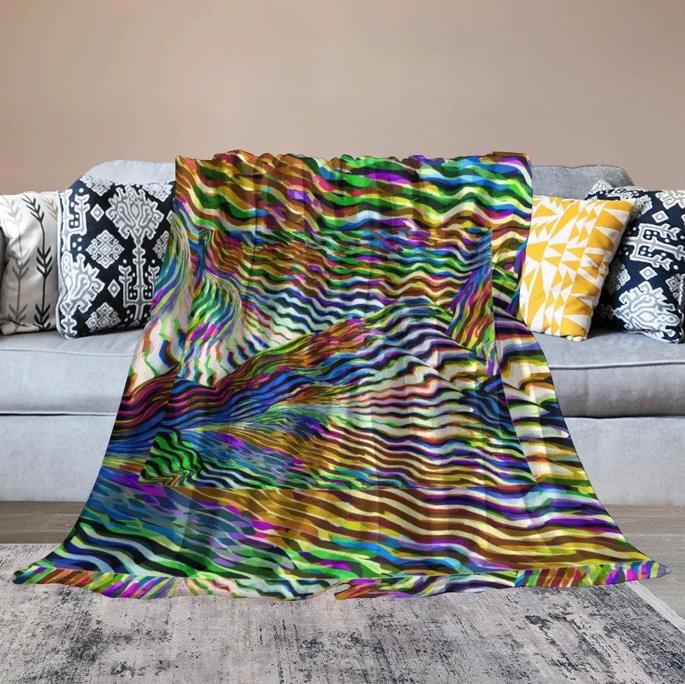 Lightning Complex Abstract Art Flannel Blanket – Storm Aesthetic Maximalist Bedding (60x80in)
