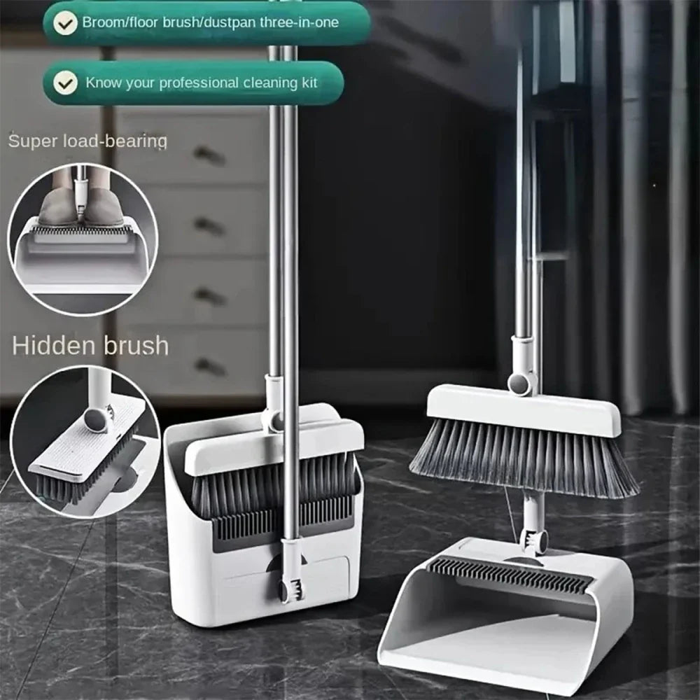 Long-Handled Broom and Dustpan Set