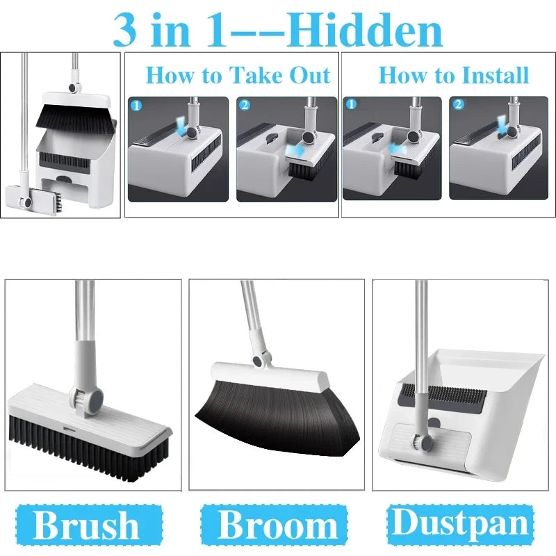Long-Handled Broom and Dustpan Set