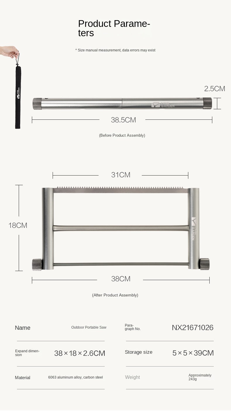Mobi Garden Outdoor Portable Saw Ultralight Foldable Hand Saw Hacksaw Folding Wood Log Bush Camping Tool Crafting Only 243g With Storage Bag
