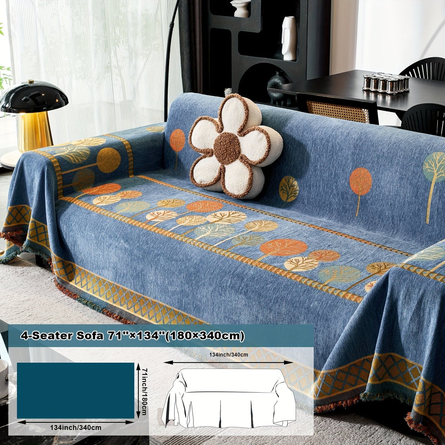 Bohemian Leaf Chenille Sofa Cover-6JTD