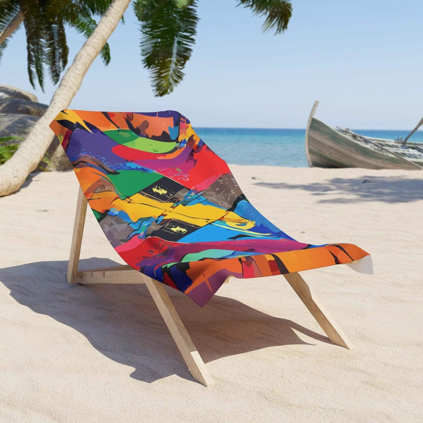 Maximalist Beach Towel for Art-Forward Summer Dressers — Abstract Paint Splash AOP Microfiber, Festival Pool Gear, Bold Summer Accessory