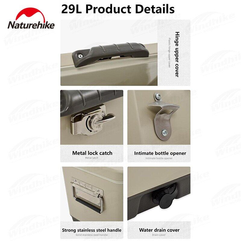 Naturehike Retro-Style Cooler Box Portable Lightweight 29L & 51L Capacity Food Drink Storage Ice Chest Cold Up To 48H Camping Outdoor Picnic