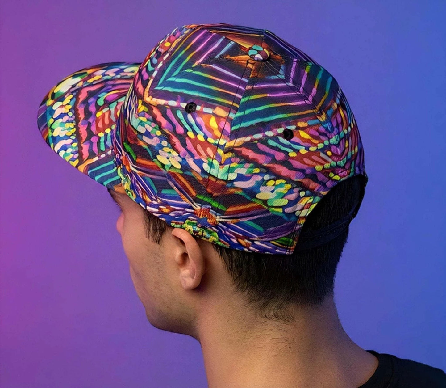 Vegas Gems "Big Dreamer" Snapback - High-Roller Neon Print Baseball Cap for Bold Entrepreneurs & Travelers