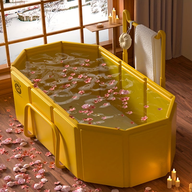 Extra Large Foldable Bathtub with Towel Holder for Couples TJR7M3X
