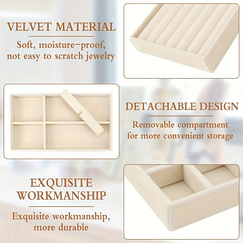 Black Five 6pcs/set Beige Stackable Jewelry Storage Rack - DN2K