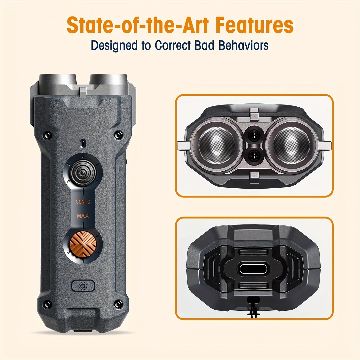 Rechargeable Dog Deterrent Device, Dual Soundwave Technology TJR4D8T