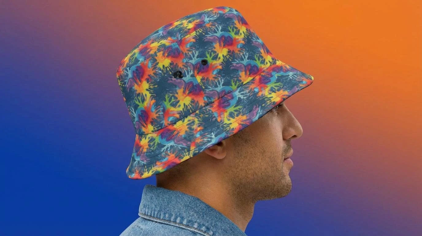 Neon Anemone AOP Bucket Hat | Electric Reef Print S–L