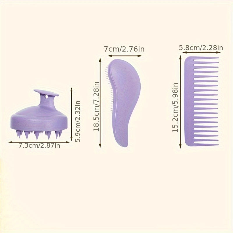 Bamboo Hair Brush Set with Soft Bristles - AKC0