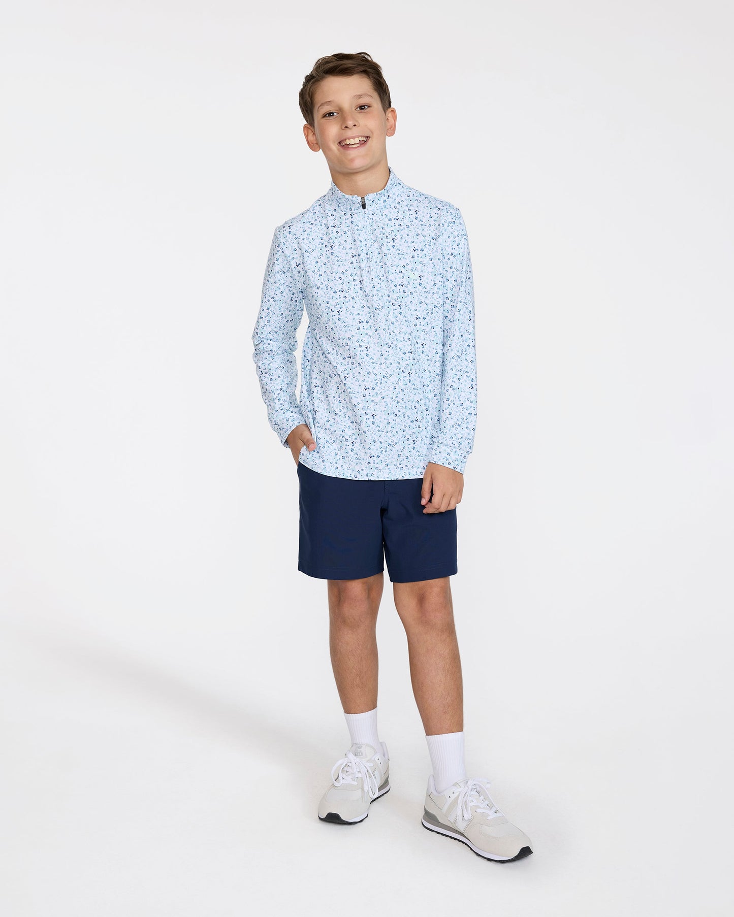 Youth Velocity Quarterzip - Mini Mood - Pale Blue